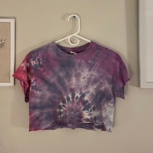 Purple n Pink Tie die Cropped Tee